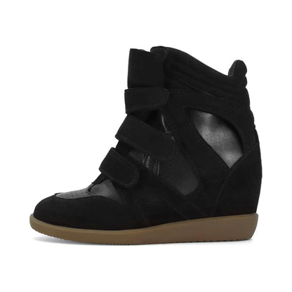 Women's High Top Wedge Sneakers with Hidden Heel and Triple Straps [YQT:ULO-260923-004:5842c50ccd960928]