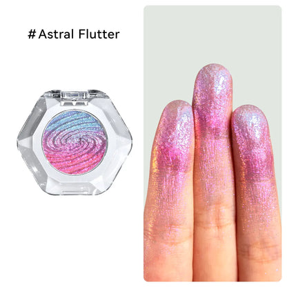 Multichrome Ombre Shimmer Eyeshadow with Galaxy Swirl Design in Clear Compact [YQT:ULO-260915-002:24a6b667c4fecc7d]