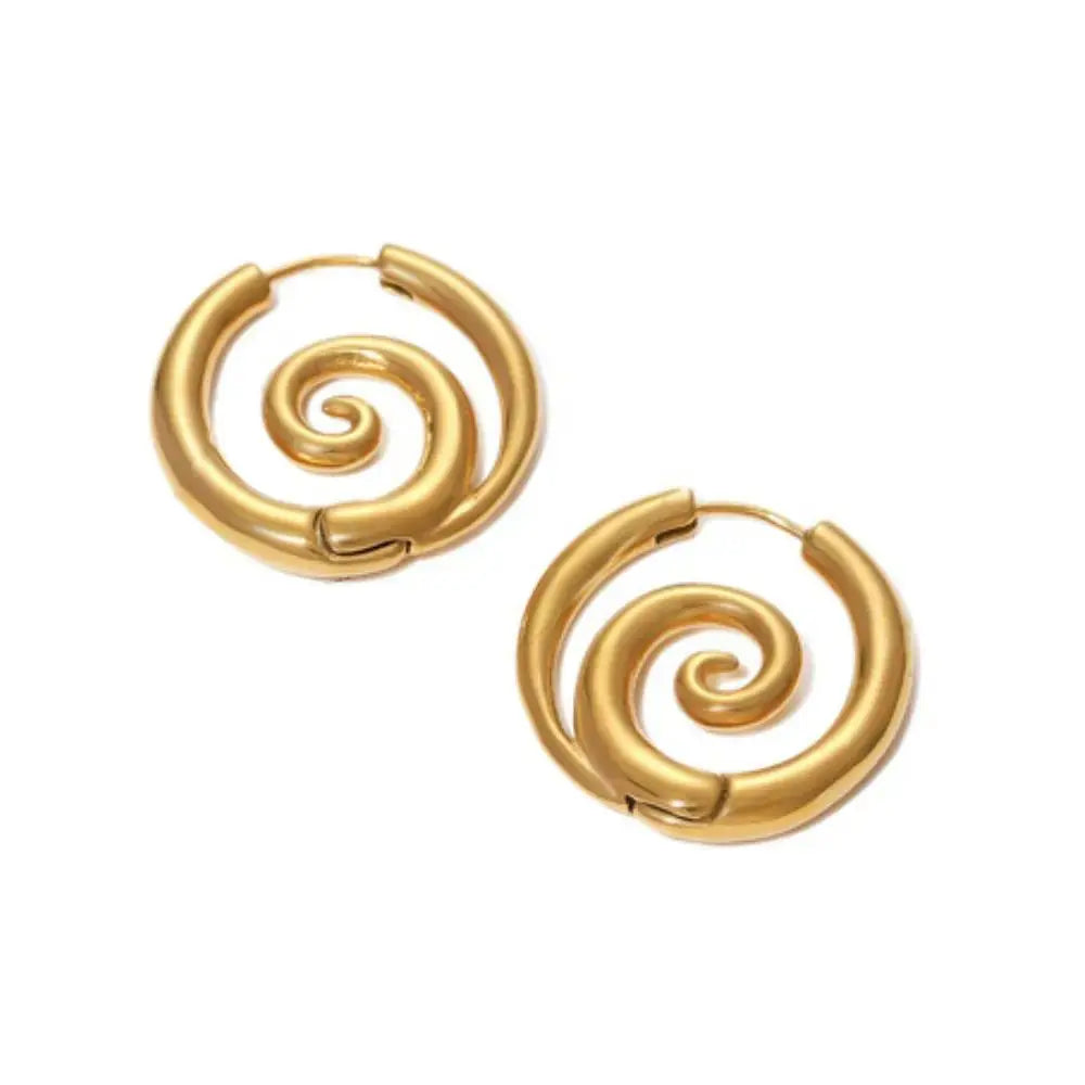 Stainless Steel Spiral Hoop Earrings in Gold and Silver Tones [YQT:ULO-260917-006:93d3c6eb9fa2381b]