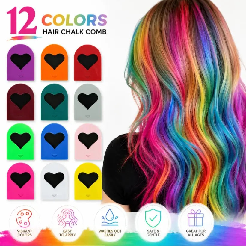 Temporary Hair Color Chalk Clips in 8 and 12 Color Sets [YQT:ULO-260914-002:0023a1de9c371933]