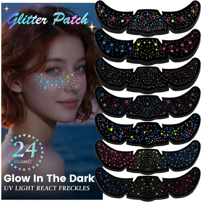 24-Piece Decorative Freckle Face Patches with Halloween and Glitter Designs [YQT:ULO-260914-003:4278cf35d5dba42c]