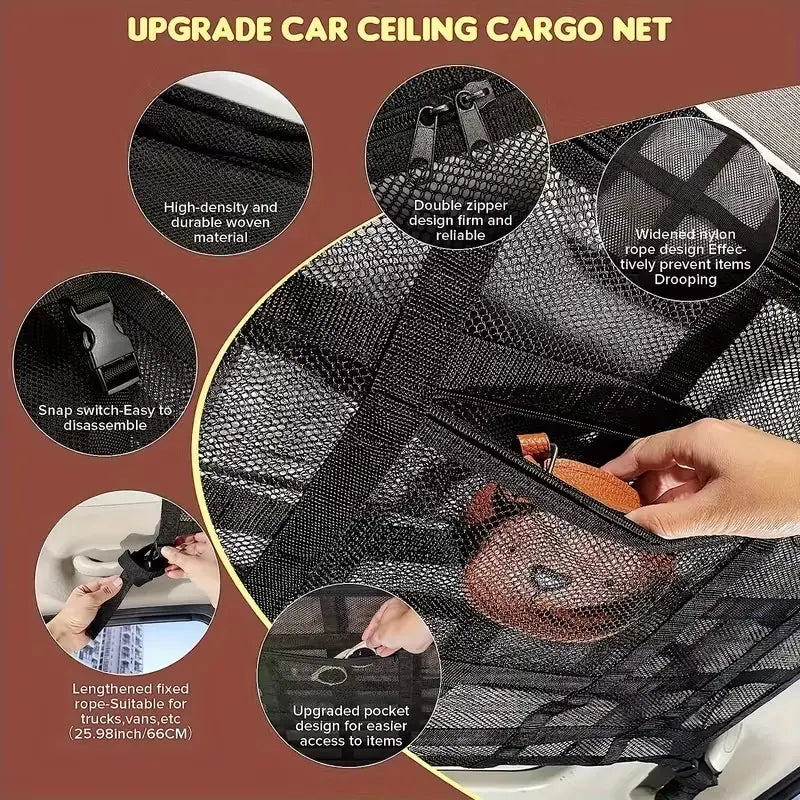 Car Ceiling Storage Net with Reinforced Mesh and Adjustable Buckle Straps [YQT:ULO-260924-005:498fe12ac31114c9]