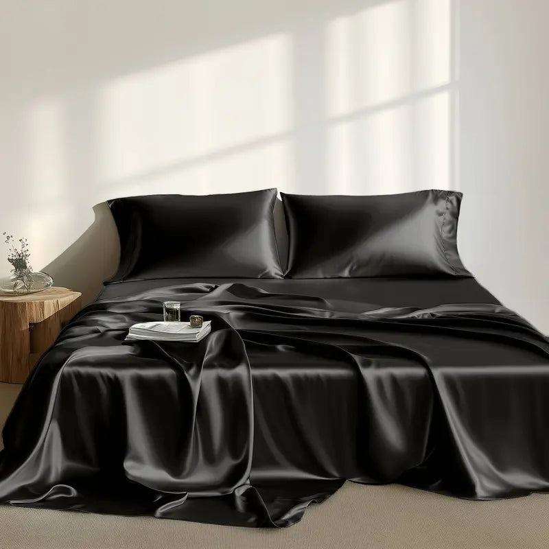 Six-Piece Solid Color Satin Bedding Set with Sheets and Pillowcases [YQT:ULO-261006-007:824540837ed2a96a]