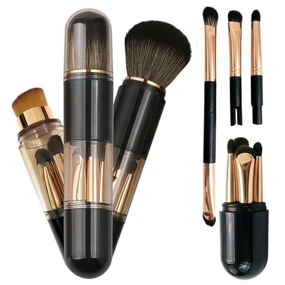 Capsule 6-in-1 Makeup Brush Set with Compact Face and Eye Brushes [YQT:ULO-261017-003:7af175ad0be4b167]