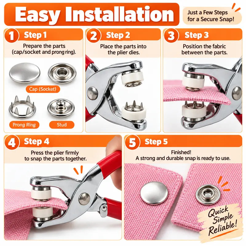 Colored Metal Snap Fastener Kit with Hand Pliers and Compartment Storage Box [YQT:ULO-261012-005:44cfbb13d5e70707]