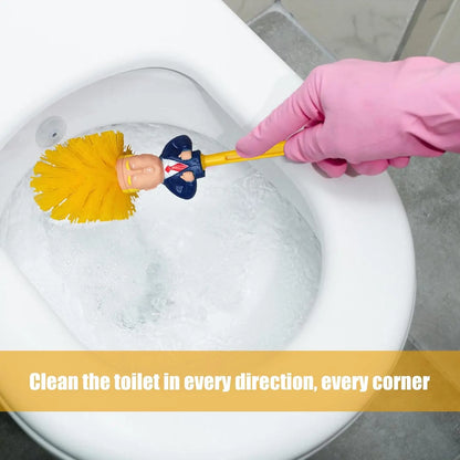 Novelty Toilet Brush with Yellow Bristles and Suited Figure Design [YQT:ULO-260915-004:c8eecada47180267]