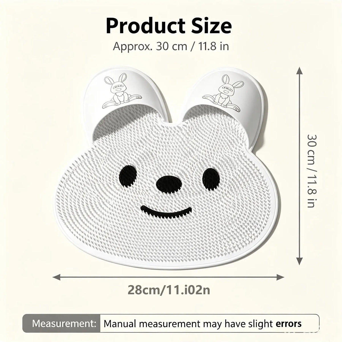 Rabbit Shaped Shower Foot Scrub Mat with Smiling Face Design [YQT:ULO-261007-006:8876eb46a648cdaa]