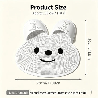 Rabbit Shaped Shower Foot Scrub Mat with Smiling Face Design [YQT:ULO-261007-006:8876eb46a648cdaa]