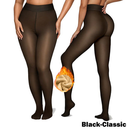 Women's Fleece Lined Sheer Look Tights in Classic and High Waisted Styles [YQT:ULO-261019-005:1034c3b53a3cb1db]