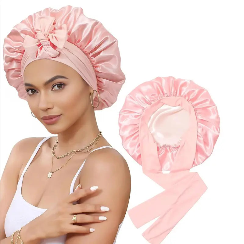 Double Layer Satin Hair Bonnet with Wide Elastic Band and Long Ties [YQT:ULO-261006-009:4b7f09150d528aa2]