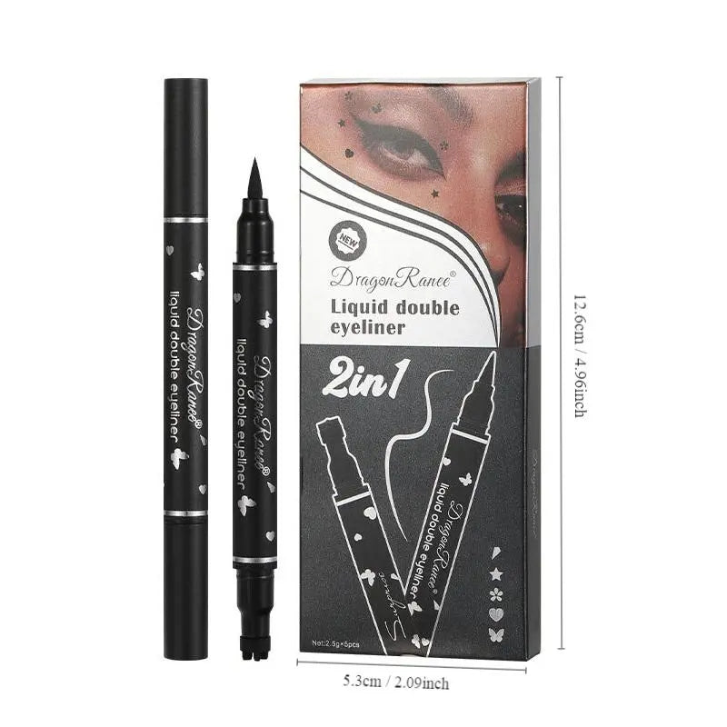 Black Double-Ended Liquid Eyeliner Pens with Wing and Decorative Stamps [YQT:ULO-261009-002:f2998fdf5540314b]