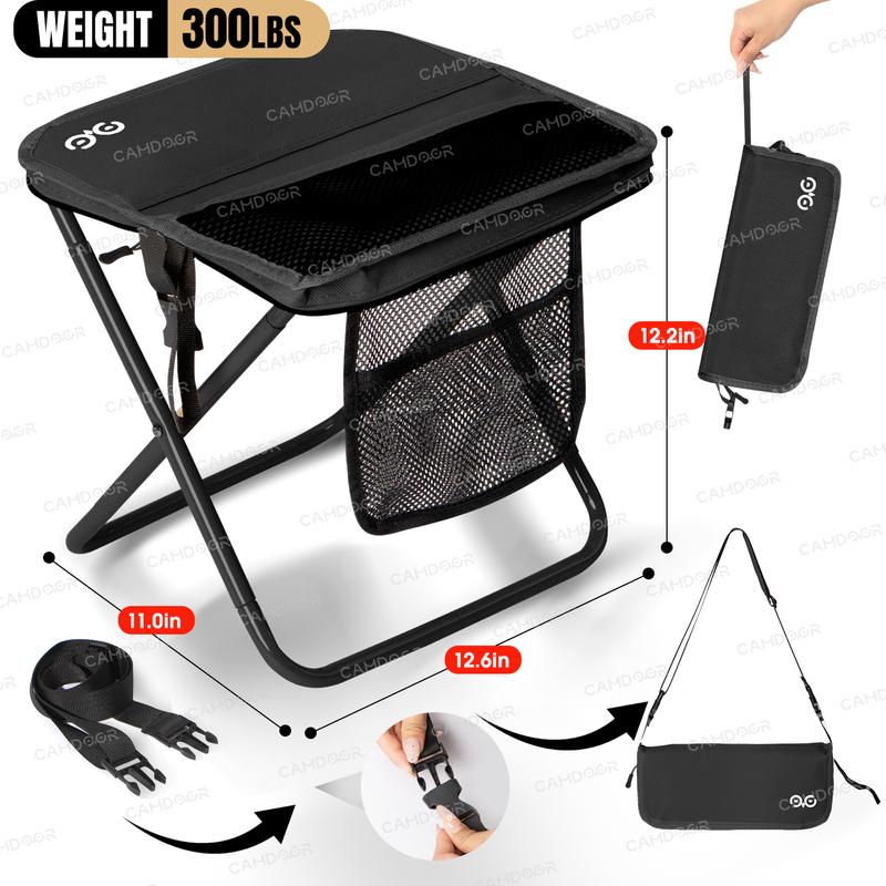 Portable Folding Camping Stool with Mesh Storage Pocket and Carry Strap [YQT:ULO-261029-001:de4dd4dd4049d912]