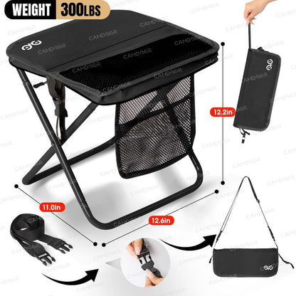 Portable Folding Camping Stool with Mesh Storage Pocket and Carry Strap [YQT:ULO-261029-001:de4dd4dd4049d912]