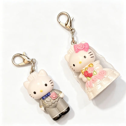Wedding Bride and Groom Cat Charms with Lobster Clasps and Floral Details [YQT:ULO-260916-005:4313ac93ce6c96f6]