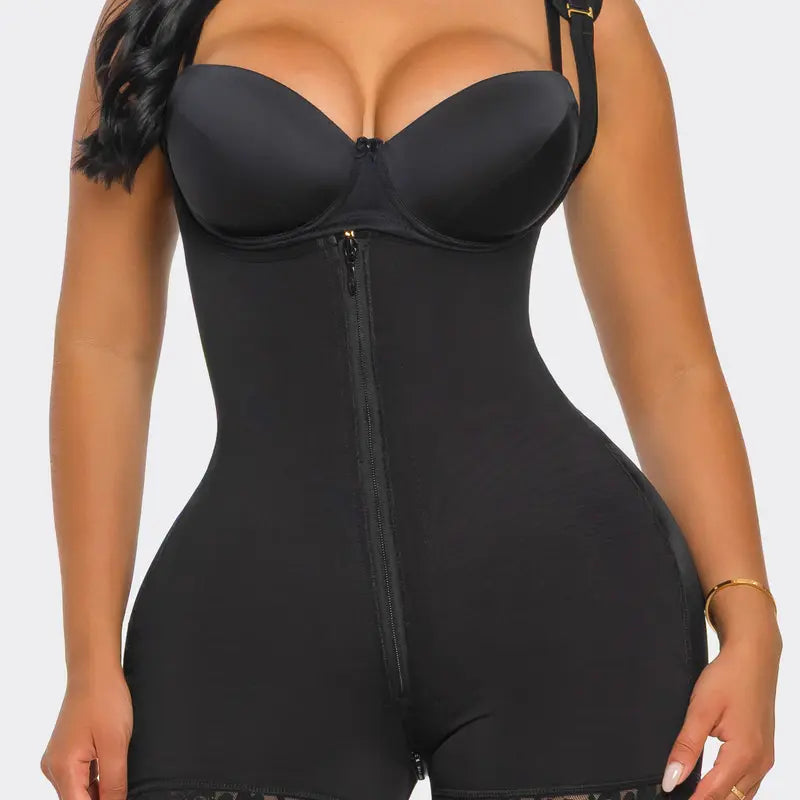 Women's Open Bust Shapewear Bodysuit with Front Zipper and Shoulder Straps [YQT:ULO-261012-003:f160c157438ae49c]