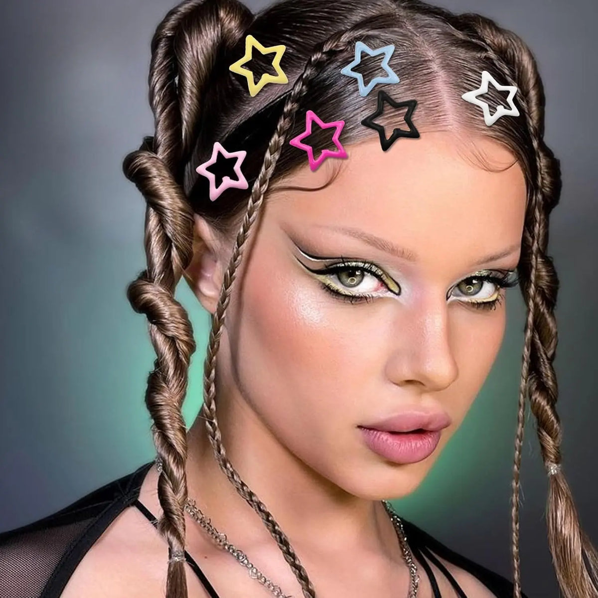 60-Piece Colorful Star-Shaped Snap Hair Clips with Open Outline Y2K Design [YQT:ULO-260912-004:0b7d915109be883d]