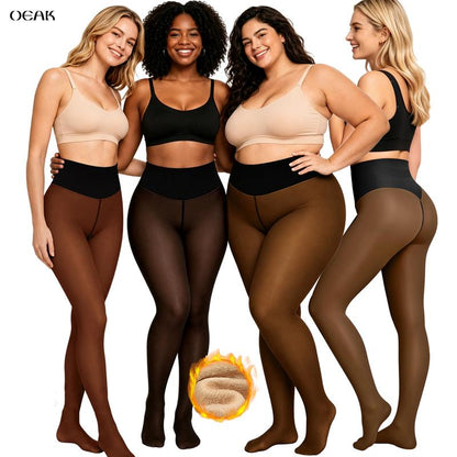 Women's Fleece Lined Sheer Look Tights in Classic and High Waisted Styles [YQT:ULO-261019-005:1fc2959af38b6b05]