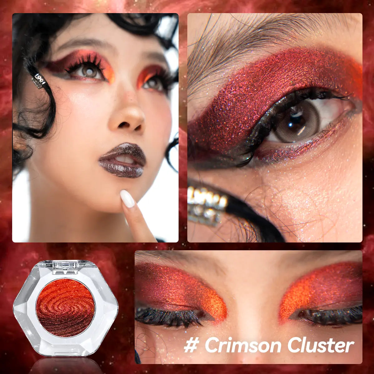 Multichrome Ombre Shimmer Eyeshadow with Galaxy Swirl Design in Clear Compact [YQT:ULO-260915-002:49def54b69c78748]
