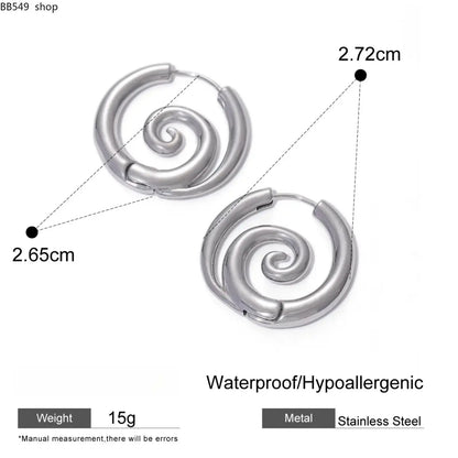 Stainless Steel Spiral Hoop Earrings in Gold and Silver Tones [YQT:ULO-260917-006:28ee82bd1c60c8cb]