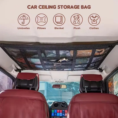 Car Ceiling Storage Net with Reinforced Mesh and Adjustable Buckle Straps [YQT:ULO-260924-005:faf16a8024b8720c]