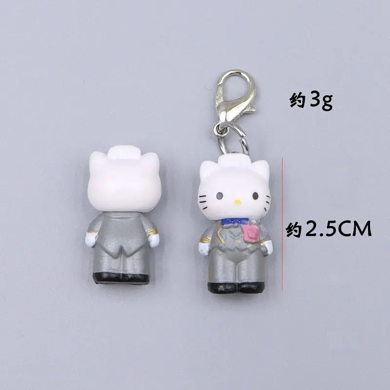 Wedding Bride and Groom Cat Charms with Lobster Clasps and Floral Details [YQT:ULO-260916-005:5f49476343c3c92c]