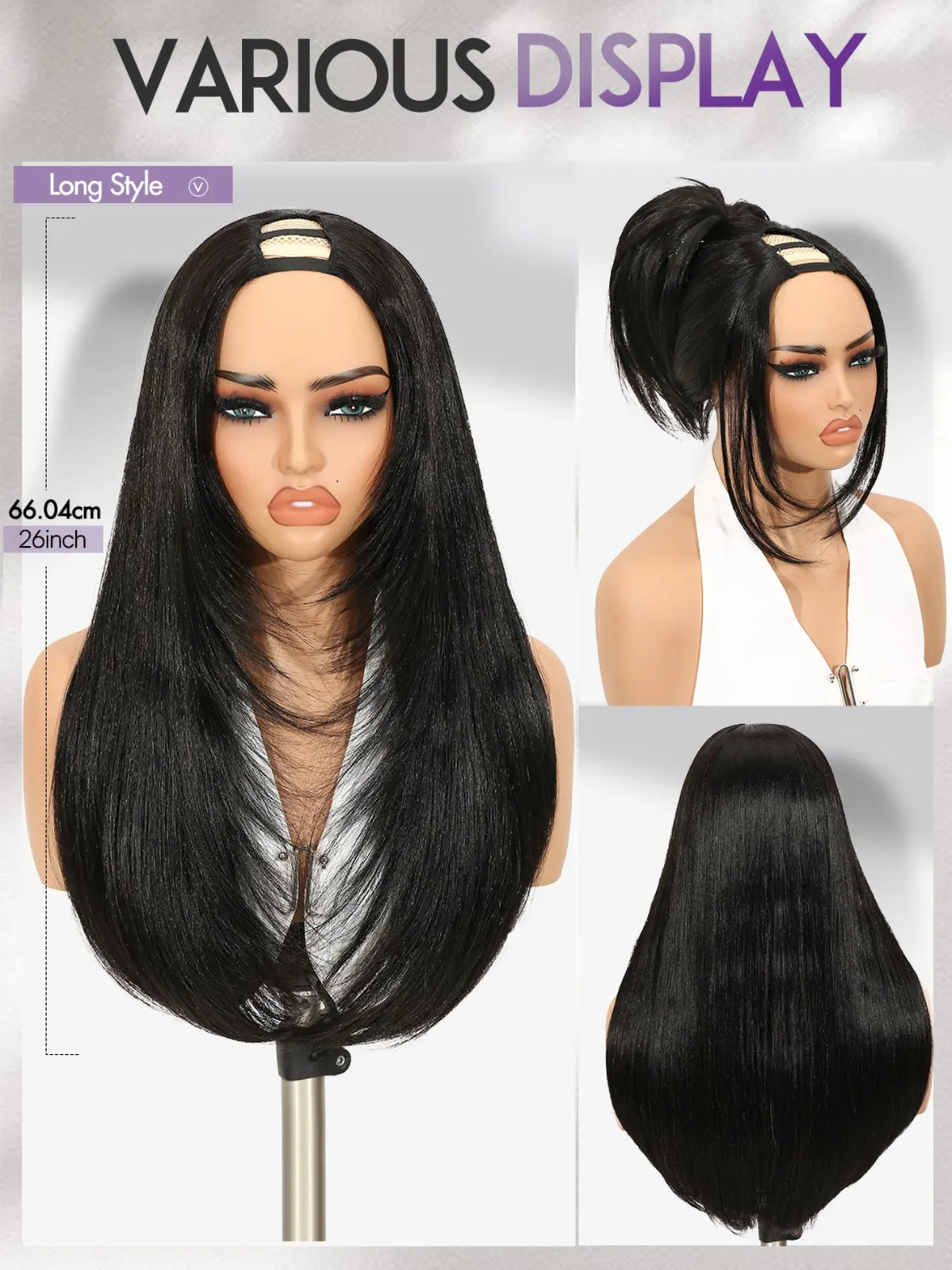 Women's Yaki Straight Layered U Part Synthetic Wig with Curved Ends [YQT:ULO-260917-004:5b6f8995aa063d58]