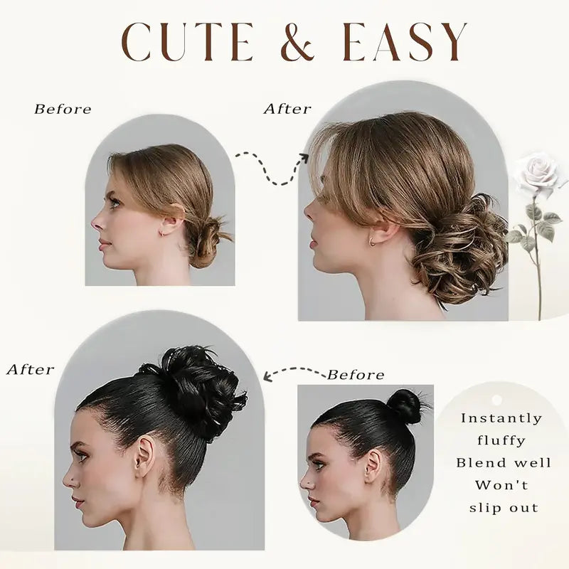 Wavy Curly Messy Bun Hair Scrunchie with Elastic Band for Updos [YQT:ULO-261006-006:04cabc2c786bab7c]