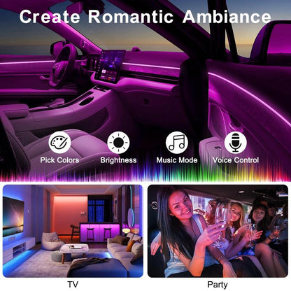 RGB LED Car Interior Ambient Lighting Kit with App Control and Music Sync [YQT:ULO-261029-003:663890b8acd4407e]