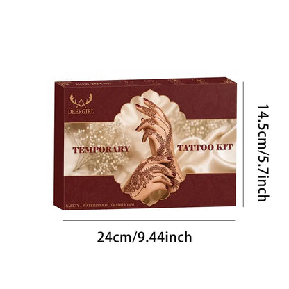 Temporary Tattoo Cone Kit with Floral, Mandala and Decorative Stencils [YQT:ULO-260920-005:b5aa440cc146052d]