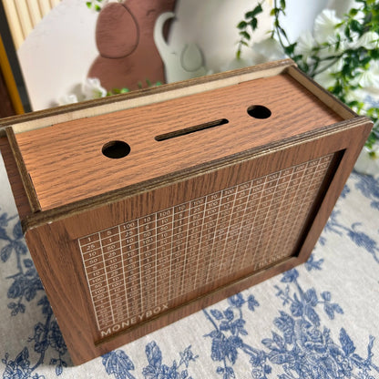 Wooden Money Saving Box with Numbered Tracker and 10000 Dollar Goal [YQT:ULO-260923-001:a722cd81002835ea]