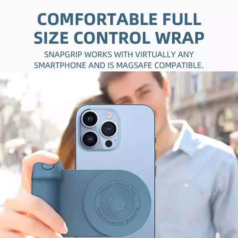 Magnetic Smartphone Camera Grip with Shutter Button and Textured Handle [YQT:ULO-261015-003:fdacec3437e9674a]