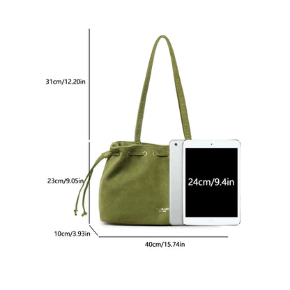 Women's Retro Drawstring Tote Bag with Double Shoulder Straps and Interior Pocket [YQT:ULO-260918-002:8d3280fb926f1fa6]