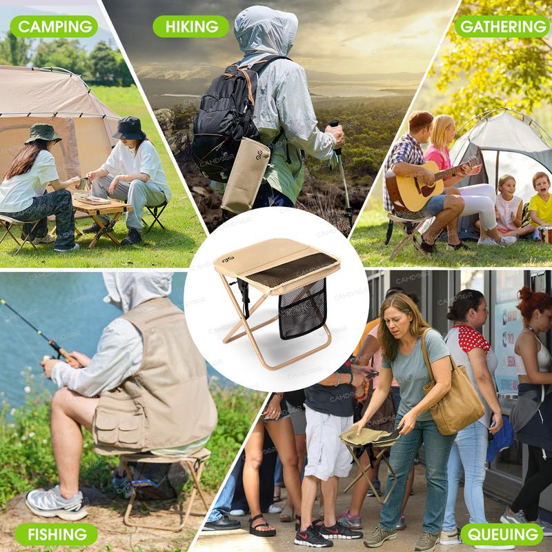Portable Folding Camping Stool with Mesh Storage Pocket and Carry Strap [YQT:ULO-261029-001:27d7b10eaa3f991c]