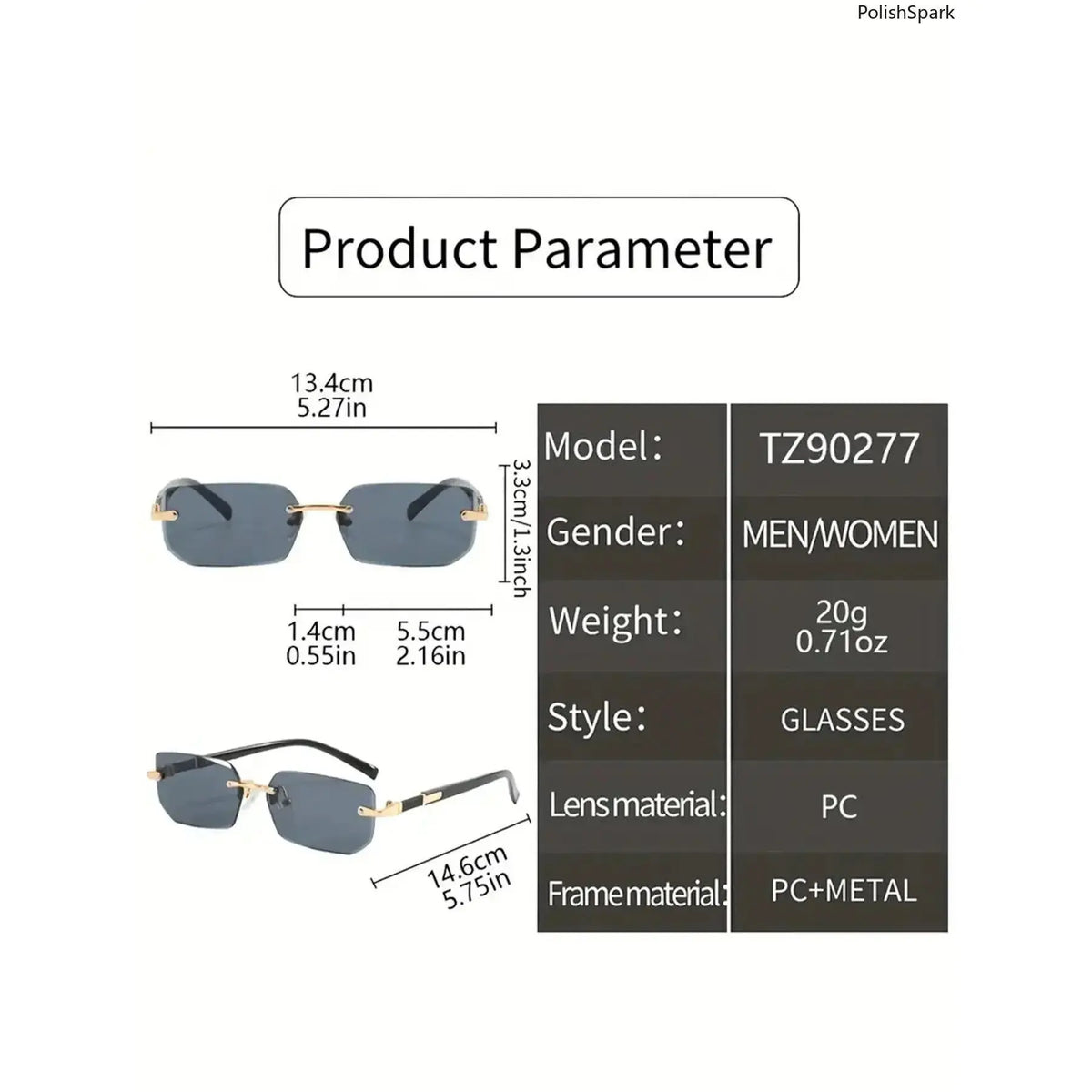 5-Piece Y2K Rimless Rectangular Sunglasses Set with Gold-Tone Details [YQT:ULO-260916-004:eb2c8b476b95a466]