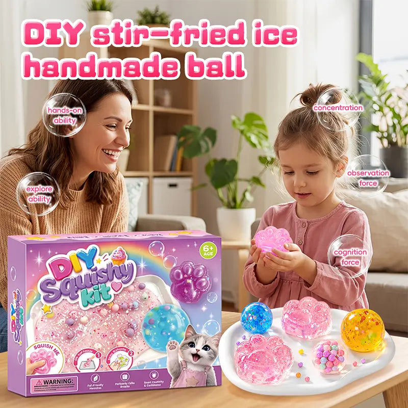 DIY Cat Paw and Ball Squishy Craft Kit with Colorful Decorations [YQT:ULO-260924-001:0f51864a7ed05b38]