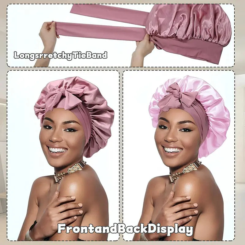 Double Layer Satin Hair Bonnet with Wide Elastic Band and Long Ties [YQT:ULO-261006-009:e970573e479ea266]