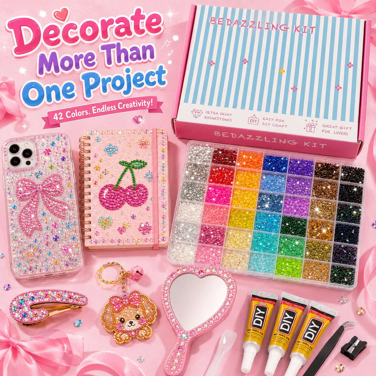 Round Glitter Rhinestone Bedazzling Kit for Nail Art and DIY Crafts [YQT:ULO-260920-004:54708980a390e7ff]