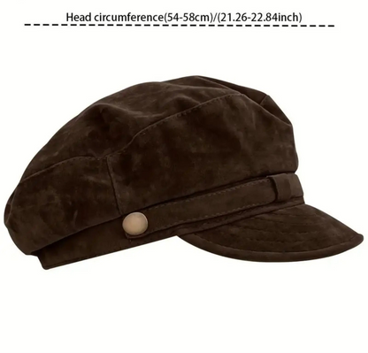 Retro Newsboy Cap with Short Brim and Decorative Button Detail [YQT:ULO-260918-001:96548dd9ae7816f6]