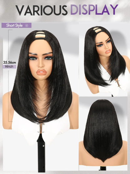 Women's Yaki Straight Layered U Part Synthetic Wig with Curved Ends [YQT:ULO-260917-004:1cdbefc086e5511f]