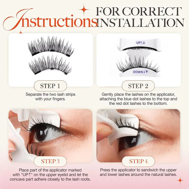 Magnetic False Eyelash Kit with Applicator and Round Mirror Storage Case [YQT:ULO-261006-005:10aaf7069da27752]