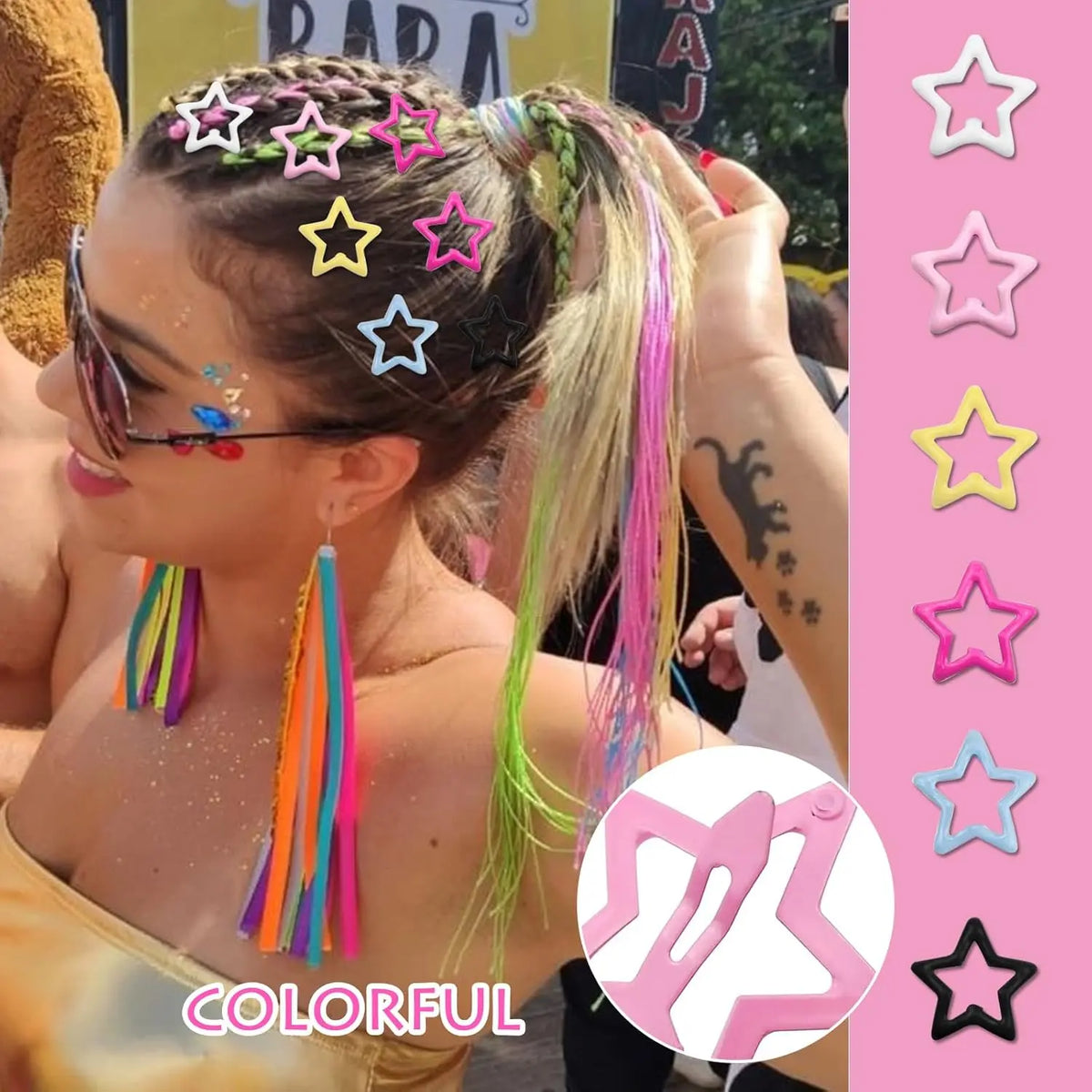 60-Piece Colorful Star-Shaped Snap Hair Clips with Open Outline Y2K Design [YQT:ULO-260912-004:d7352422be176101]