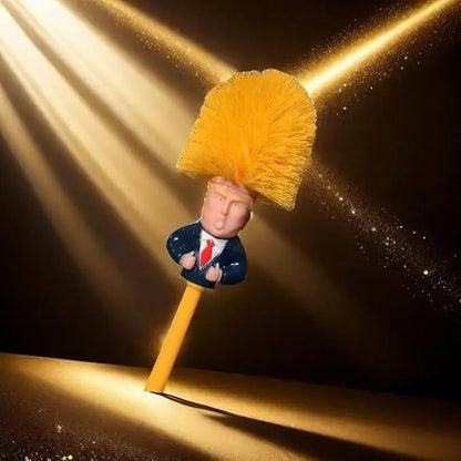 Novelty Toilet Brush with Yellow Bristles and Suited Figure Design [YQT:ULO-260915-004:43c9168f02e0a745]