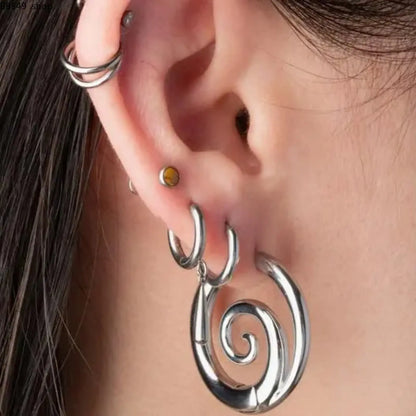 Stainless Steel Spiral Hoop Earrings in Gold and Silver Tones [YQT:ULO-260917-006:ead9657399bad775]