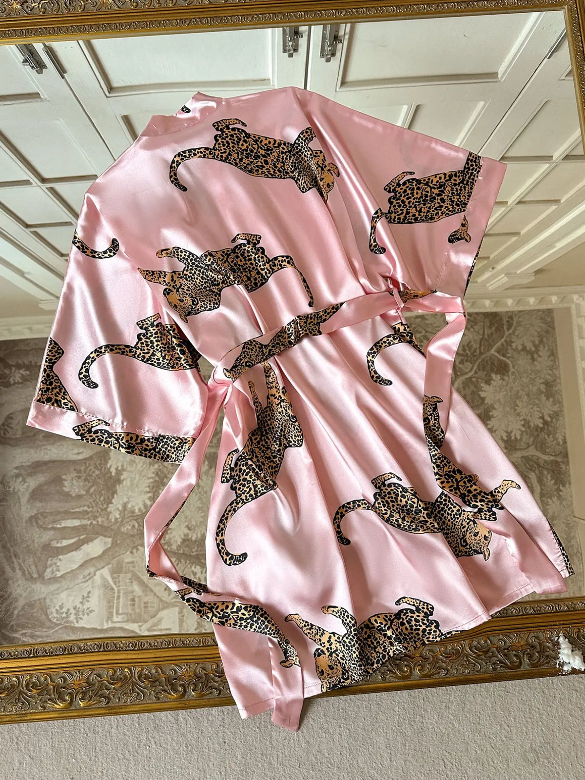 Women's Leopard Print Kimono Robe with Tie Waist and Wide Sleeves [YQT:ULO-260921-001:86f6d2fa83d4e713]