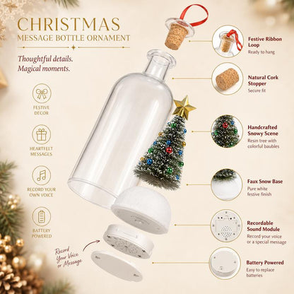 Recordable Christmas Message Bottle Ornament with Snowy Tree and Gold Star [YQT:ULO-261017-005:0243014e7e67fb35]