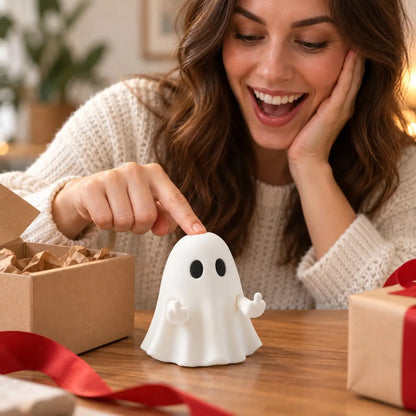 Pressable Ghost Desk Figurine with Pop-Up Hands and White 3D Printed Design [YQT:ULO-261006-003:568492ed01da4bde]
