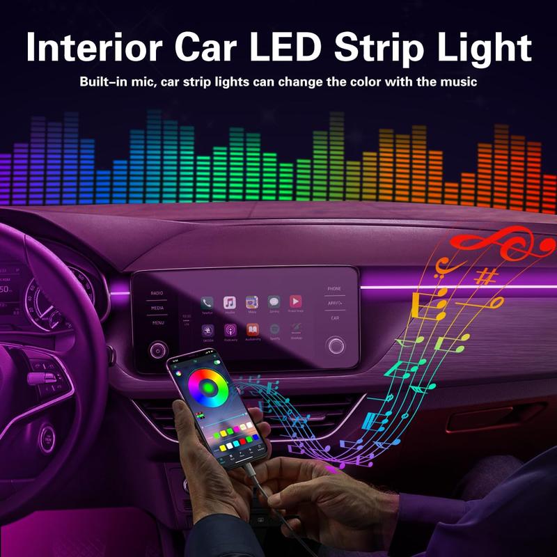 RGB LED Car Interior Ambient Lighting Kit with App Control and Music Sync [YQT:ULO-261029-003:072243486b1fe6d3]