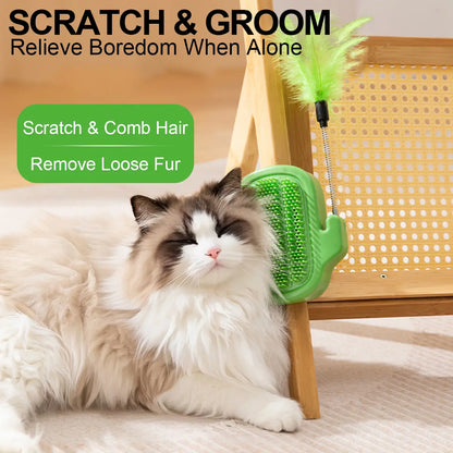 Cactus Cat Self-Grooming Brush with Catnip Ball and Feather Teaser [YQT:ULO-260921-003:0d58e91866f03cfe]