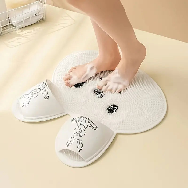 Rabbit Shaped Shower Foot Scrub Mat with Smiling Face Design [YQT:ULO-261007-006:bb6c77cb0c5a925b]