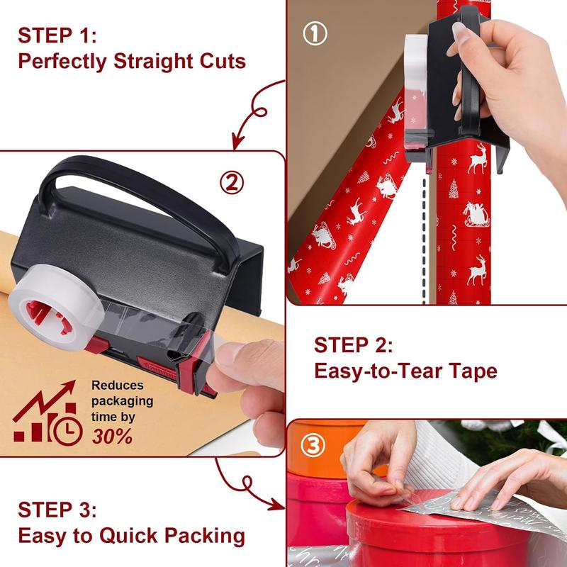 2-Pack Wrapping Paper Cutter and Tape Dispenser with Carry Handle [YQT:ULO-261015-005:8ea910711df26fb7]